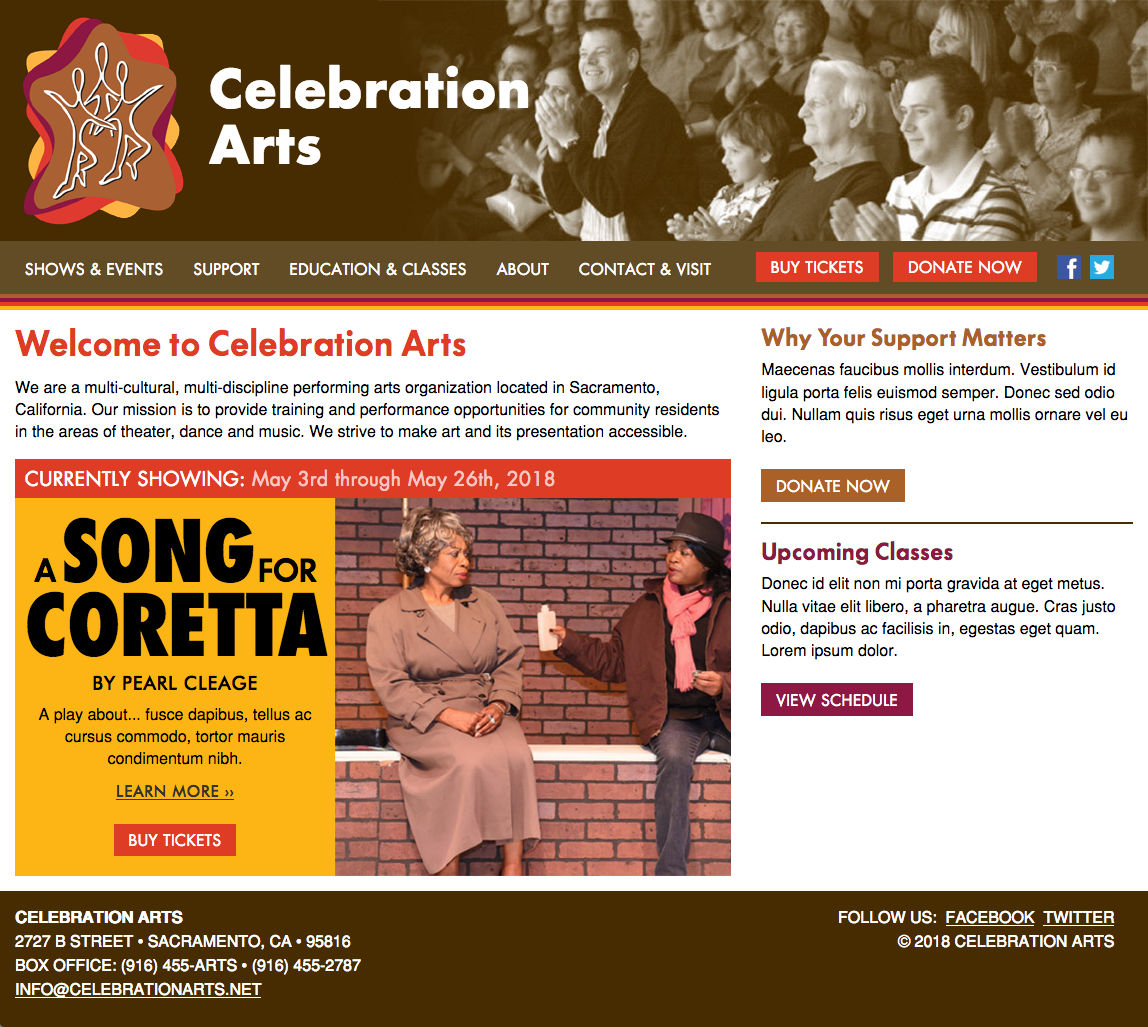 Celebration Arts website
